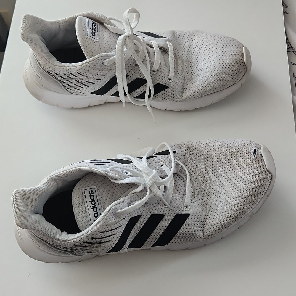 Size 10 Adidas black and white Running Casual Athleisure shoes